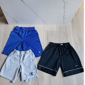 Basketball Shorts Bundle Boys Medium Nike‎ Champion Blue Black Gray 3 Pack